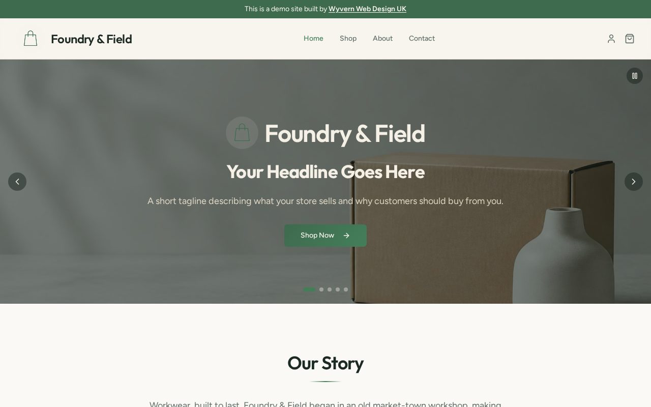 Screenshot of the Foundry & Field demo online shop